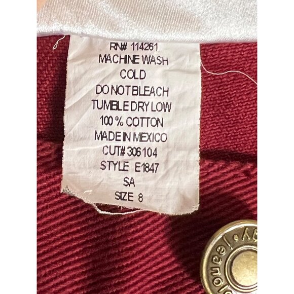 Vintage Jeanology Red Cotton Women's Pants Size 8 Straight Leg 5 Pocket - Picture 12 of 15